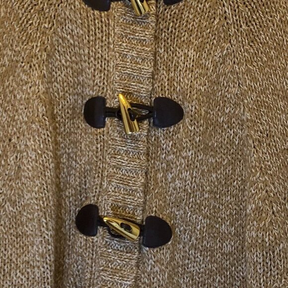 MICHAEL KORS Knit Poncho Cape Sweater Zip Up Cardigan Beige Tan Size S - Picture 7 of 15